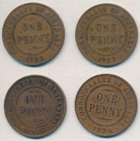 Ausztrália 1916-1924. 1P Br "V. György" (4x) T:2,2- Australia 1916-1924. 1 Penny Br "George V" (4x) C:XF,VF