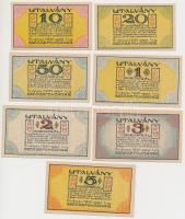 Székesfehérvár 1921. 10f + 20f + 50f + 1K + 2K + 3K + 5K "Légszeszgyár és Vegyiművek Részv.-Tár...