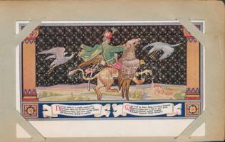 János Vitéz - Toldi - Szép Ilonka; képeslapalbum 68 férőhellyel, benne összesen 13 Petőfi művészlapp...