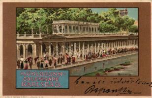 Karlovy Vary, Karlsbad; Mühlbrunn Colonnade, litho s: Hawlicek