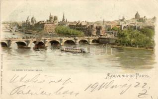 Paris, La Seine et Pont Neuf, Carl Künzli 10353. litho (EK)