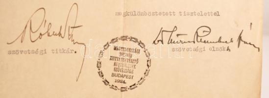 1934 Magyarországi Telivér Kutyafajtákat Tenyésztők Egyesületeinek Szövetsége meghívja Szörtsey Józs...