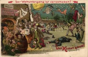 1899 Der Komet kommt, der Weltuntergang ist verschoben! / end of the world, humour, Bruno Bürger &amp; Ottilie litho