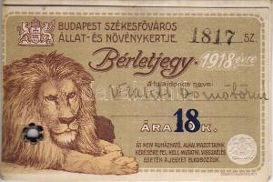 1918 Fényképes állatkerti bérlet