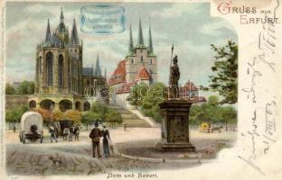 Erfurt, Dom und Severi, Deutschland Fahrräder von August Stukenbrok, litho