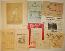 Vegyes papírrégiség tétel: reklámok, fotó, nyomtatványok