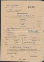 1944 Leszerelési jegy, 8. Honvéd bevonulási központ, 21x15cm