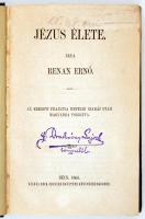 Renan Ernő: Jézus élete. Bécs, 1864, Beck Frigyes Egyetemi Könyvkereskedése. Félvászon kötés, festett lapszélek, jó állapotban.