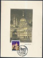 Vertel József (1922-1993): Budapest, Parlament. Rézkarc, papír, jelzett, 12x8 cm