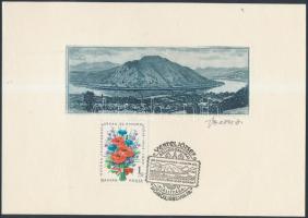 Vertel József (1922-1993): Dömös. Rézkarc, papír, jelzett, 4,5x12,5 cm