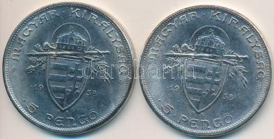 1938. 5P "Szent István" Fe (2x) replikák T:2