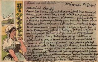 Sazela má mila fialicku; Nakladem Josefa Svaba / Czech folklore, litho