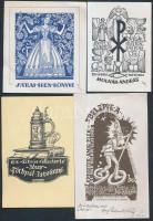 Petry Béla (1902-1996): 4 db jelzett ex libris metszet