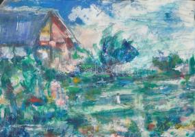 Olvashatatlan jelzéssel: Tájkép. Olaj, papír, 20×29 cm