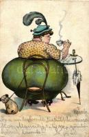 Fat lady, dog, humour, W.S.S.B. 192. (EK)