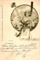 1898 Hipp Hipp Hurrah! Regatta / Sailor lady, Fr. A. Ackermann Künstlerpostkarte No. 427. s: H. Bergmeister (EB)