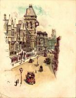 London, Law Courts, litho minicard (9 cm x 11,5 cm)
