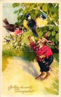 Easter, rabbit with birds (Rb)