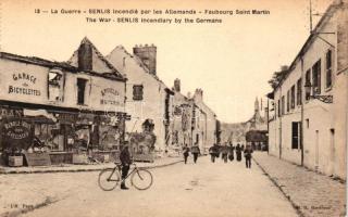 Senlis, St. Martin, destroyed buildings after the Germans, bicycle shop