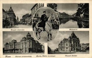 Kassa, Kossuth Lajos utca, Malomárok, Katonai parancsnokság, Nemzeti színház, Horthy Miklós / street, military office, theatre, Horthy (wet damage)