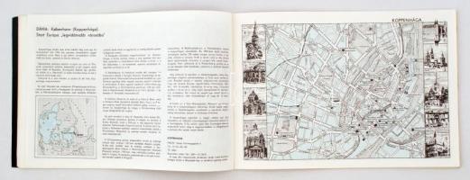 cca 1980 Malév információs nyomtatvány célvárosokra vonatkozólag, térképpel együtt,  20x29cm