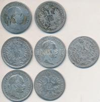 Ausztria 1868-1872. 10kr Ag "Ferenc József" (7x) T:3 Austria 1868-1872. 10 Kreuzer Ag "Franz Joseph" (7x) C:F