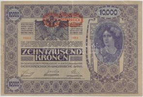 1918. 10.000K piros Deutschösterreich felülbélyegzéssel T:III