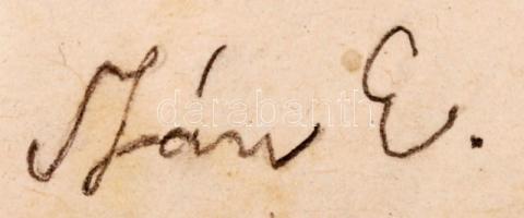 Szász Endre (1926-2003): Égi vándor. Toll rajz, papír, jelzett, üvegezett keretben, 15,5×16 cm