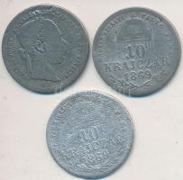 1869KB 10kr Ag "Magyar Királyi Váltó Pénz" (3x) T:3  Adamo M10.1