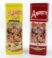 2 db díszes Amaretti fémdoboz, 9×9×26 cm