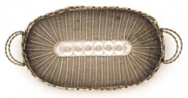 Filigrán fém füles tálca, 34×16 cm