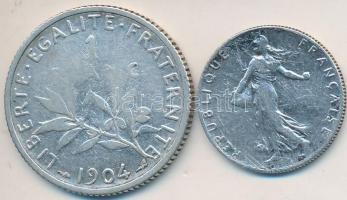 Franciaország / Modern Köztársaság 1904. 1Fr Ag + 1913. 50c Ag T:3
France / Modern Republic 1904. 1...