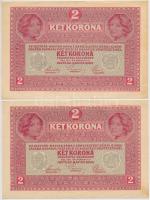 1916. 1K "Deutschösterreich" felülbélyegzéssel (2x) + 1917. 2K "Deutschösterreich&quo...