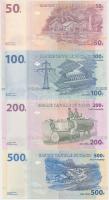 Kongó 2000. 50Fr + 100Fr + 2002. 500Fr + 2007. 200Fr T:I Congo 2000. 50 Francs + 100 Francs + 2002. 500 Francs + 2007. 200 Francs C:UNC