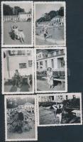 1935 Pápa, a város régi strandfürdőjében készített 9 db fénykép, ebből három feliratozva, Paulik Győző hagyatékából, 6x8,5 cm