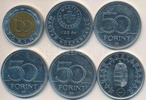 2004-2007. 50Ft (5x) emlékkiadások + 2002. 100Ft "Kossuth" T:2