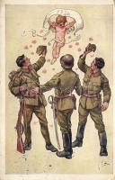 11 db RÉGI katonai lapok, vegyes minőségű / 11 old motive cards, soldiers, mixed quality