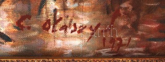 Olaszy Sándor (1902-?): Hazafelé. Olaj, vászon, jelzett, keretben, 60×80 cm