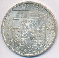 Csehszlovákia 1937. 20K Ag "Masaryk" T:2,2- Czechoslovakia 1937. 20 Korun Ag "Death of President Masaryk" C:XF,VF