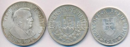 Szlovákia 1941. 20K Ag "Cirill és Metód" + 1944. 10K Ag "Templomon kereszt" + 50...