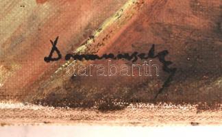 Domanovszky jelzéssel: Csendélet petróleumlámpával. Olaj, vászon, 44×54 cm