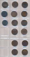 1926-1943. 2f Br/Fe/Zn (15x) + 1946-1950. 2f tombak (2xklf) + 20f Cu-Al (12x) T:vegyes