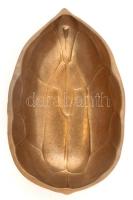 Hattyú jelzéssel diót formázó réz tálka, 17x11cm