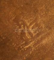 Hattyú jelzéssel diót formázó réz tálka, 17x11cm