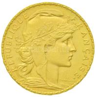 Franciaország / Modern Köztársaság 1910. 20Fr Au "Kakas" (6,43g/0.900) T:2 France / Modern Republic 1910. 20 Francs Au "Rooster" (6,43g/0.900) C:XF Krause KM#857