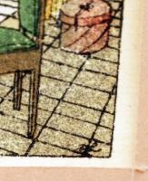 Fritzi Löw (1892-1975): Reggeli készülődés, színes litográfia, papír, jelzett a litográfián, paszpar...