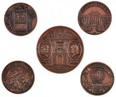 Soltra E. Tamás (1955-) 2000. "Sopron Emlékéremsor" 5db-os Br emlékérem sor dísztokban &qu...