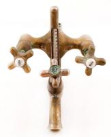 Antik réz csap hőmérővel, 28x20 cm