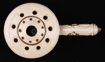 Jelzett párologtató, kézzel festett, máz alatti hajszálrepedésekkel, 20×10 cm