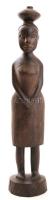 Afrikai női figura, faragott ében fa, jelzés nélkül, m:36 cm